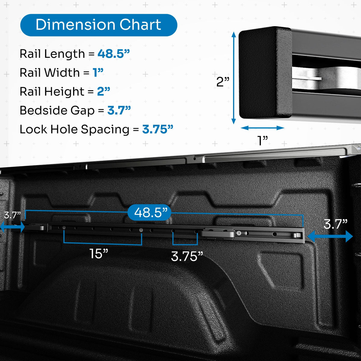 Integral Rails (Compact) - Bedside Rail System - Chevrolet Silverado & GMC Sierra 1500 (2019+)