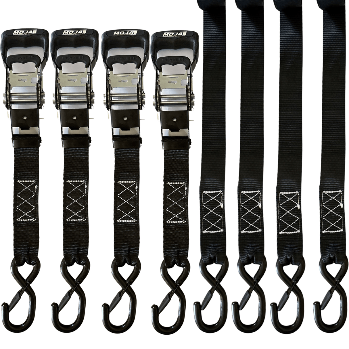 1.6" x 15' Ratchet Tie-Down Set (Pack of 4) , Closed Hook (Lifetime Warranty) - Xtrusion Overland