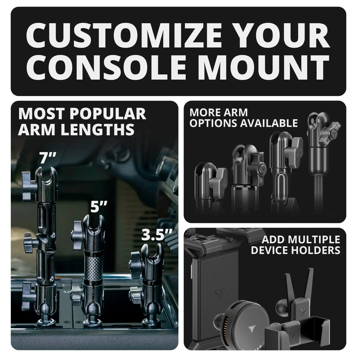 2011-2016 Ford Super Duty Tackform Slim Track Center Console Bracket - Xtrusion Overland