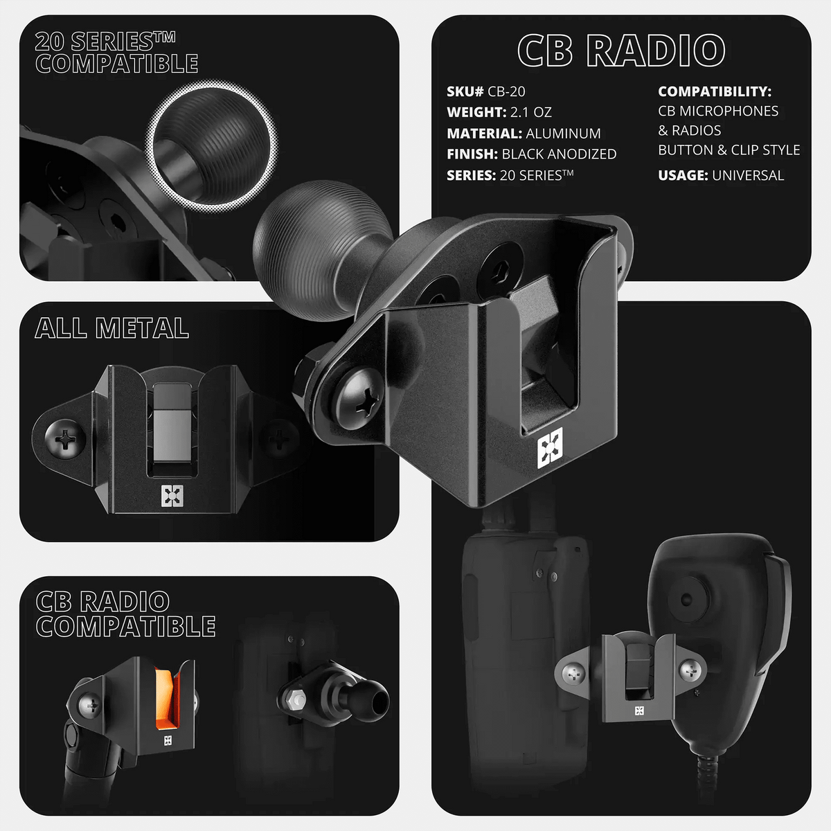 2024+ Toyota Tacoma & 2025+ Toyota 4Runner Passenger Side Grab Handle Mount with CB Radio Microphone Holder Holder - Xtrusion Overland