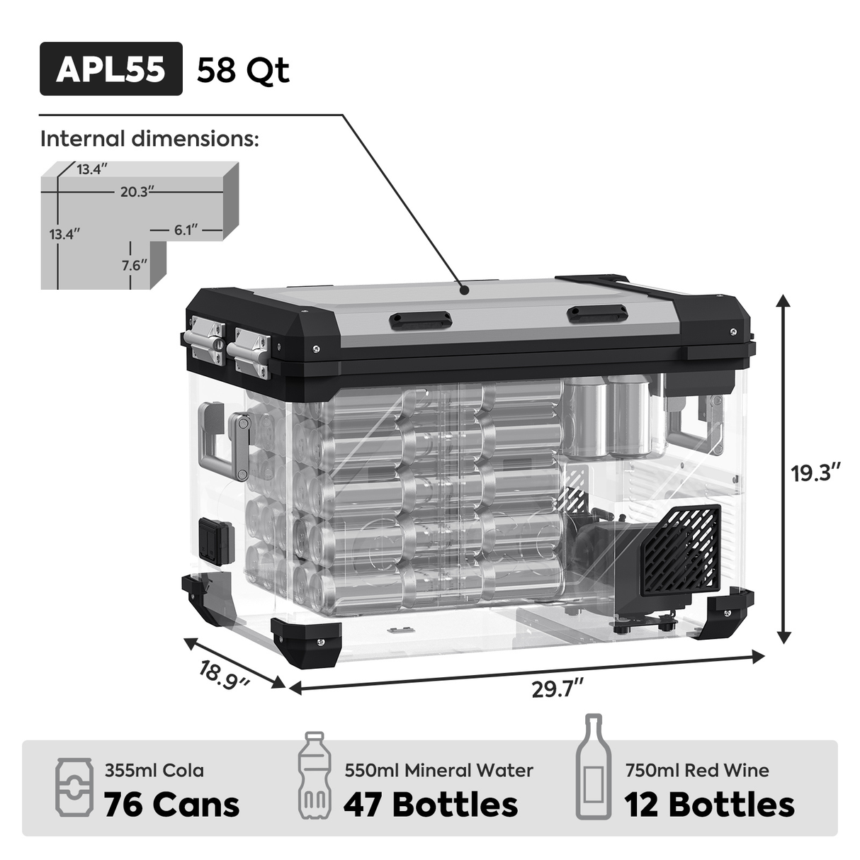 APL55 Dual Zone 12 Volt Freezer | ICECO | 55 LT