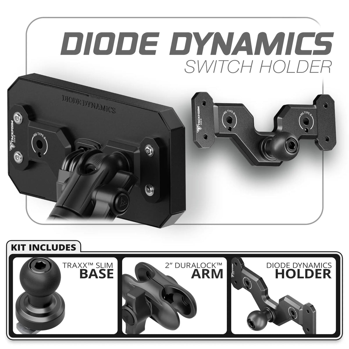 8 Channel Diode Dynamics D-Switch Holder | Slim Track Base | Choose Your Arm Length - Xtrusion Overland