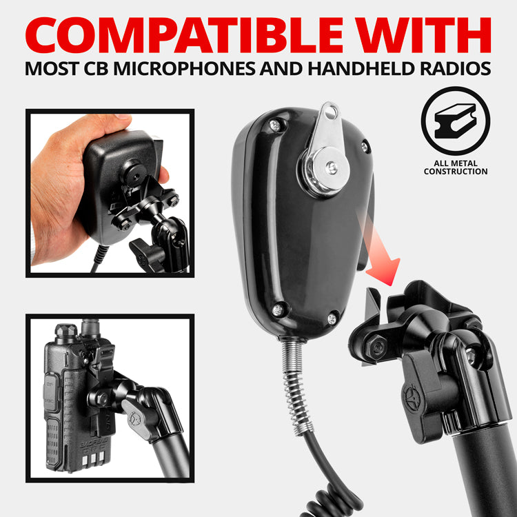 CB Mic/ Radio Holder | 7.5"-9.25" Telescoping Arm | 20mm Fast Track Ball