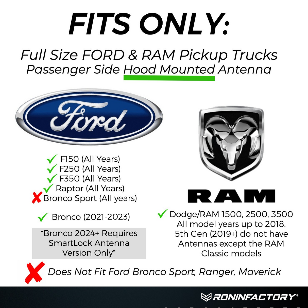 TUFFLOCK® BULLET ANTENNA FOR FORD