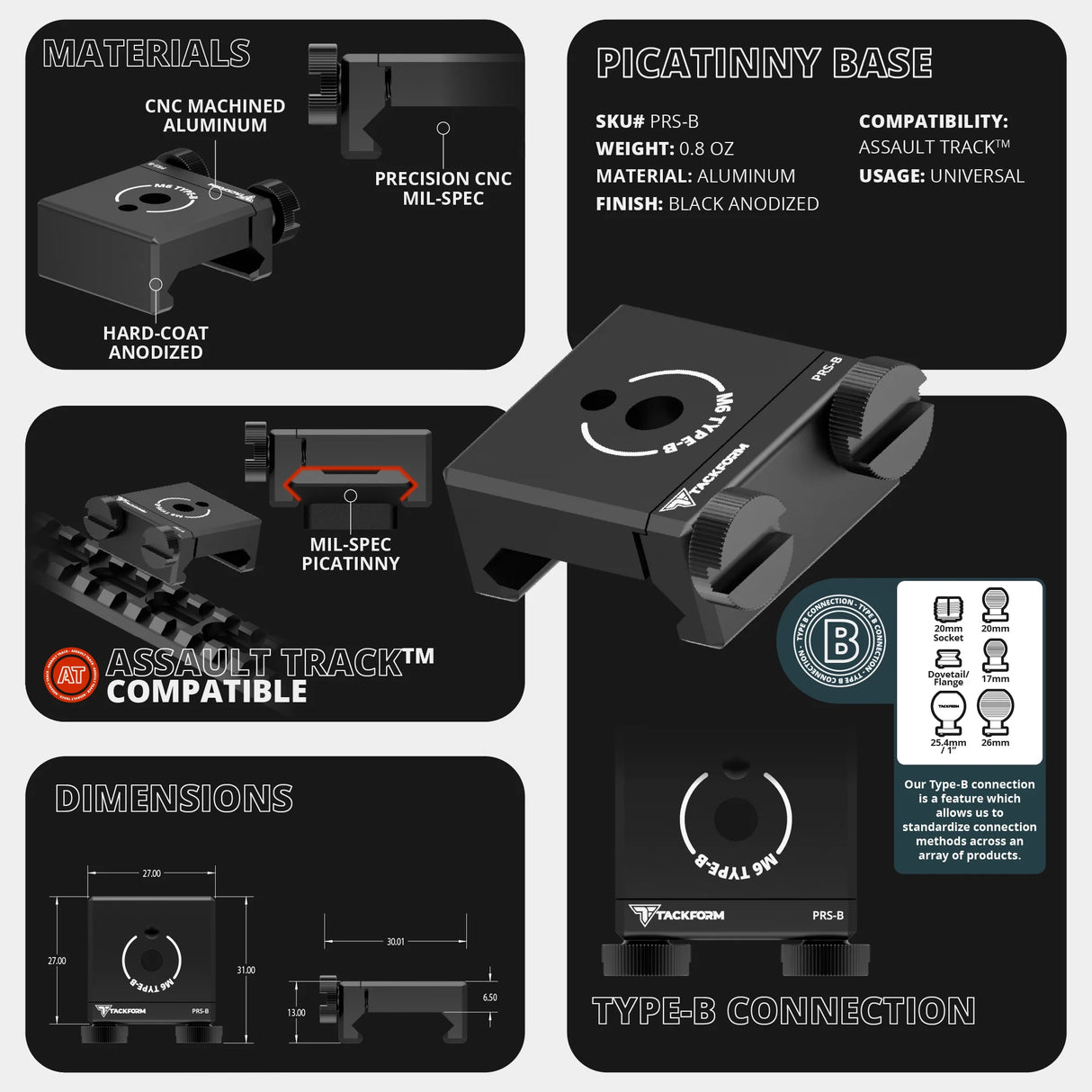 2024-2026 Ford F-150 (See Compatibility Info For Specific Year/Trim Fitment Details) Tackform Assault Track Picatinny Dash Bracket With MagSafe Phone Mount and Magnetic Radar Detector Holder | Telescoping Arm