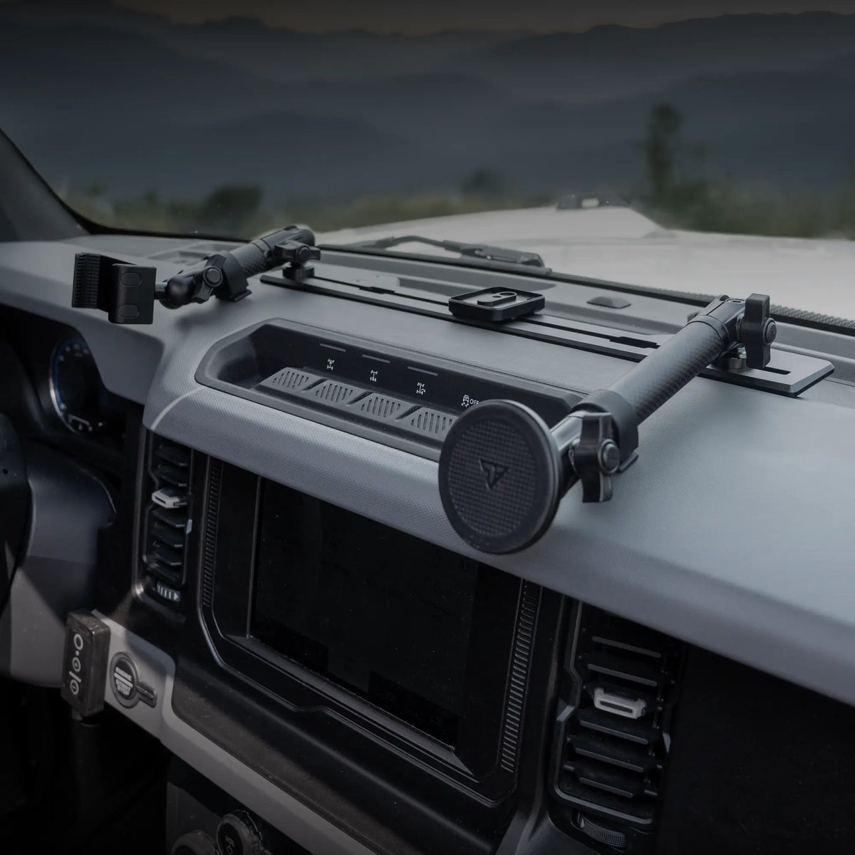 2021+ Ford Bronco & Bronco Raptor (Non-Sport) Tackform Slim Track Dash Bracket with Dual MagSafe Phone Mounts