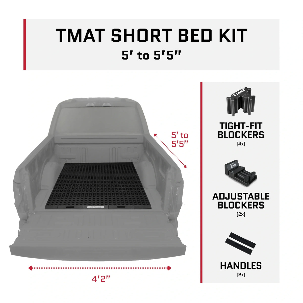 Tmat Truck Bed Organizer Slide Out Mat | Universal Fit for Short Beds 5' to 5'5"