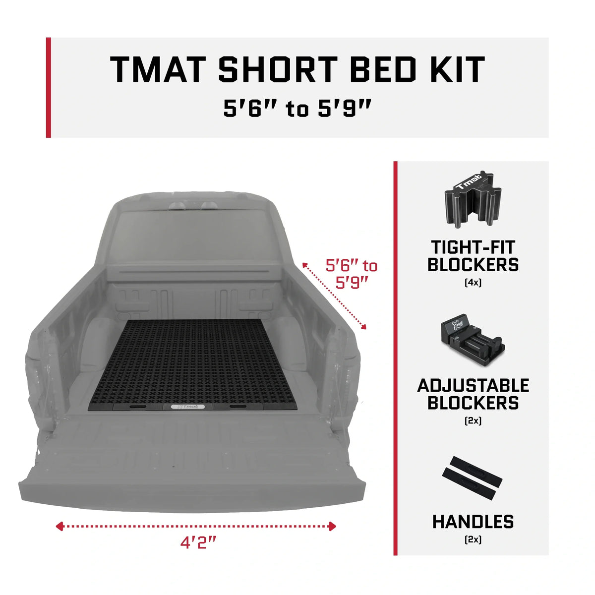 Tmat Truck Bed Organizer Slide Out Mat | Universal Fit for Short Beds 5'6" to 5'9"