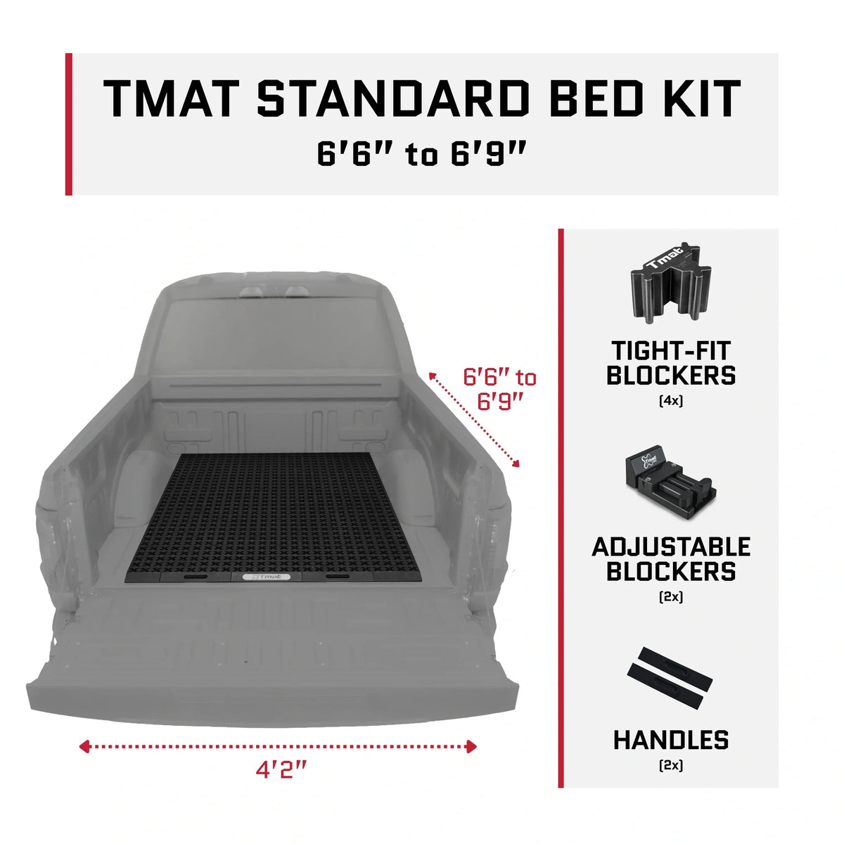 Tmat Truck Bed Organizer Slide Out Mat | Universal Fit for Standard Beds 6'6" to 6'9"