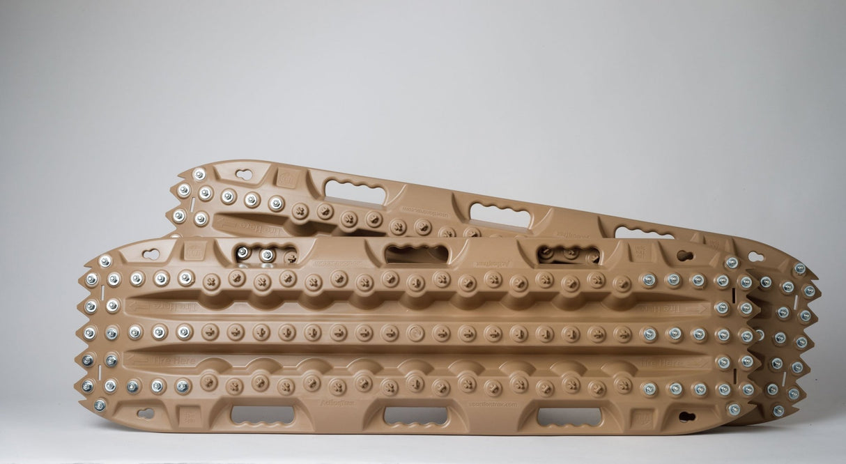 ActionTrax Metal Teeth Recovery Boards Tan (Pair) - Extreme Traction Mats - Xtrusion Overland