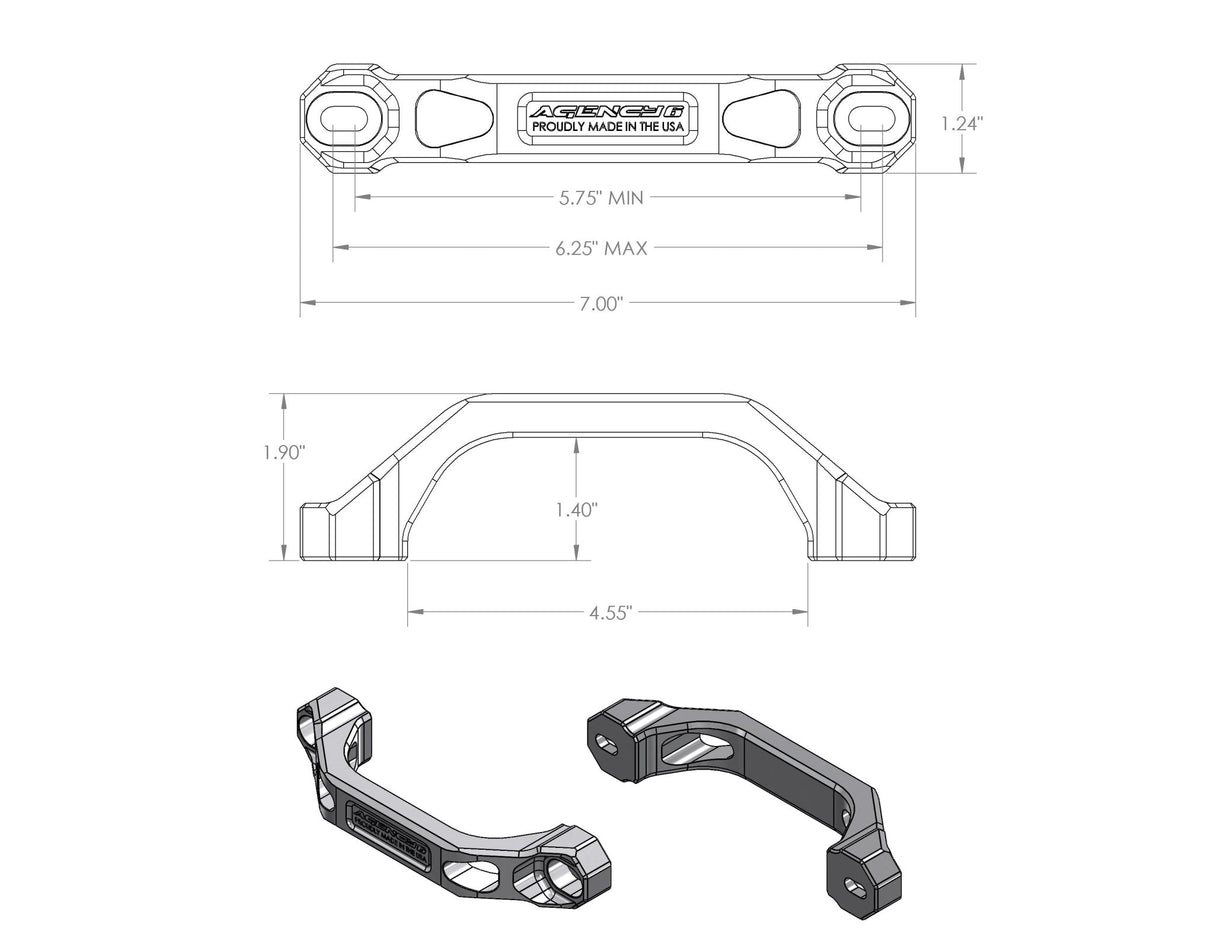 Agency 6 Billet Grab Handles 6" - Pair - Xtrusion Overland