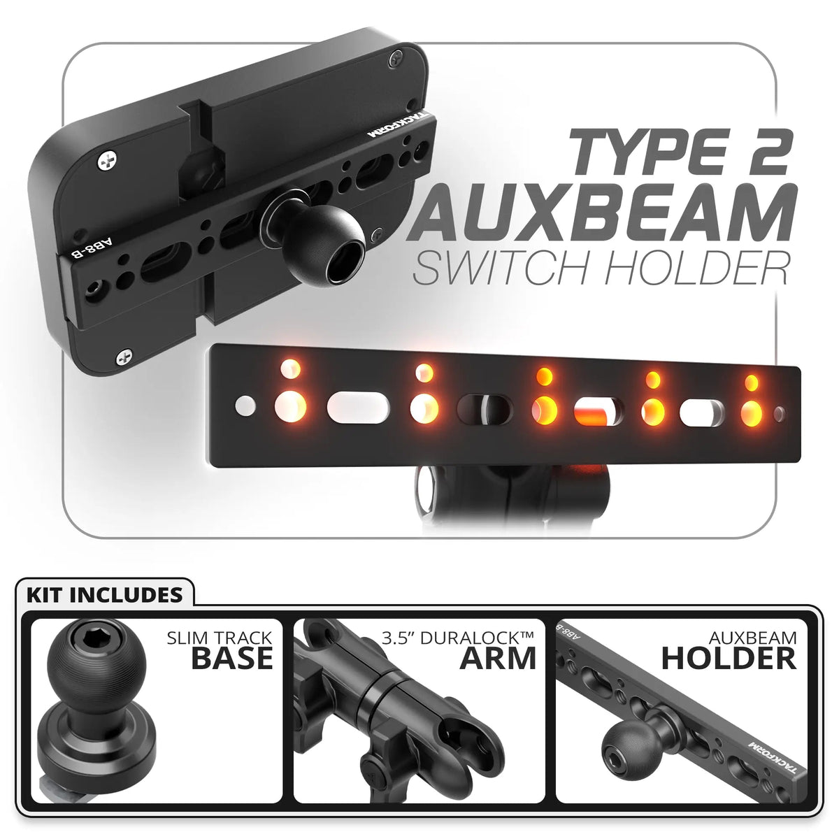 Auxbeam Holder | Slim Track Base | Choose Arm Length & Panel Type - Xtrusion Overland