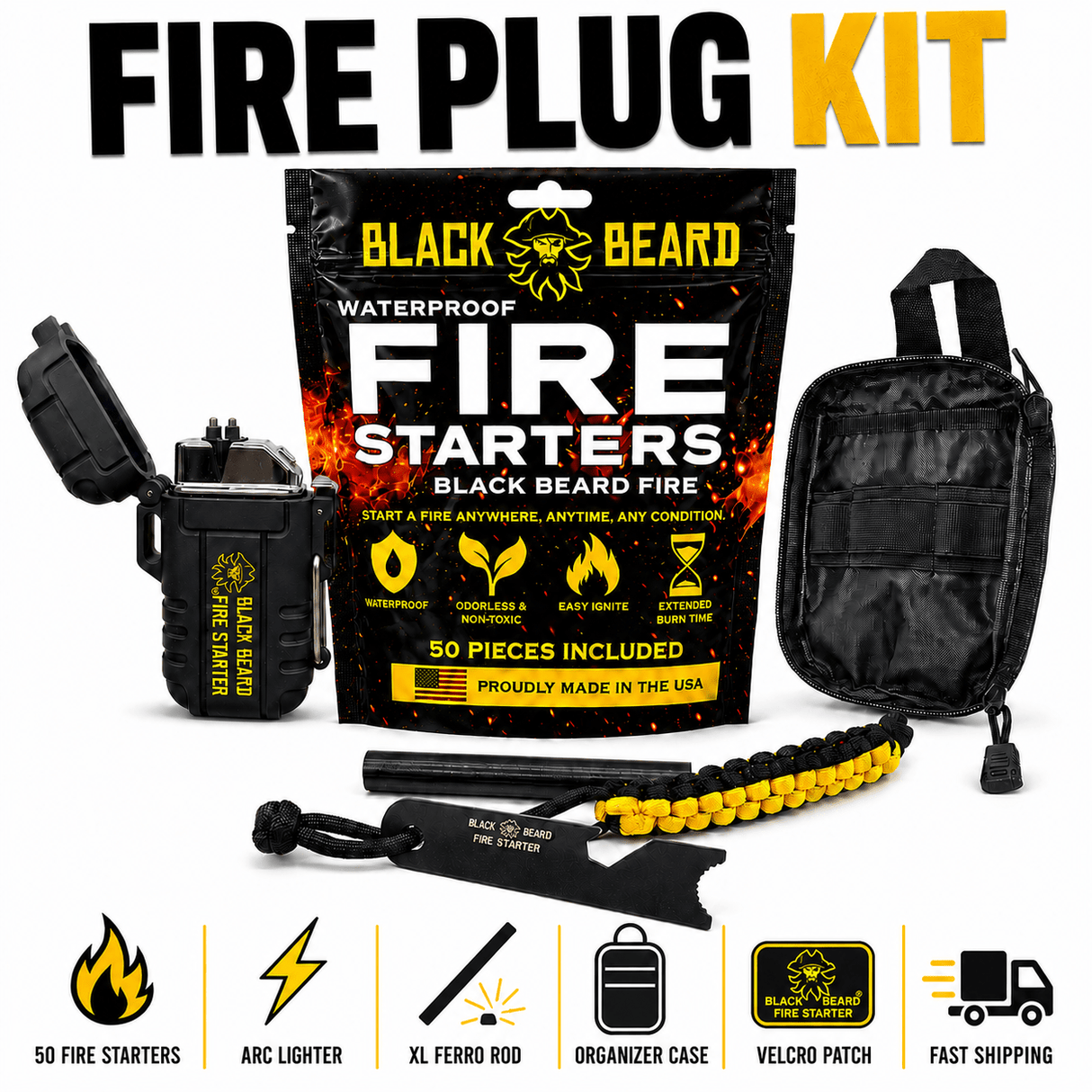 Black Beard Fire Plug Kit | Fire Starter Kit - Xtrusion Overland