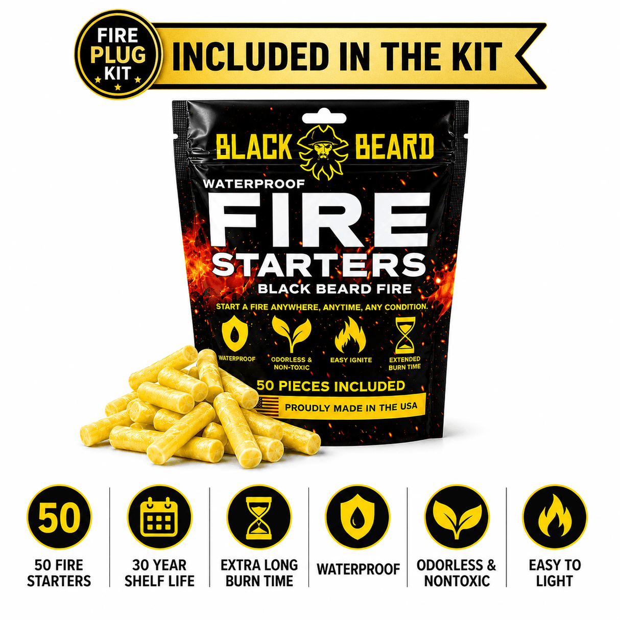 Black Beard Fire Plug Kit | Fire Starter Kit - Xtrusion Overland