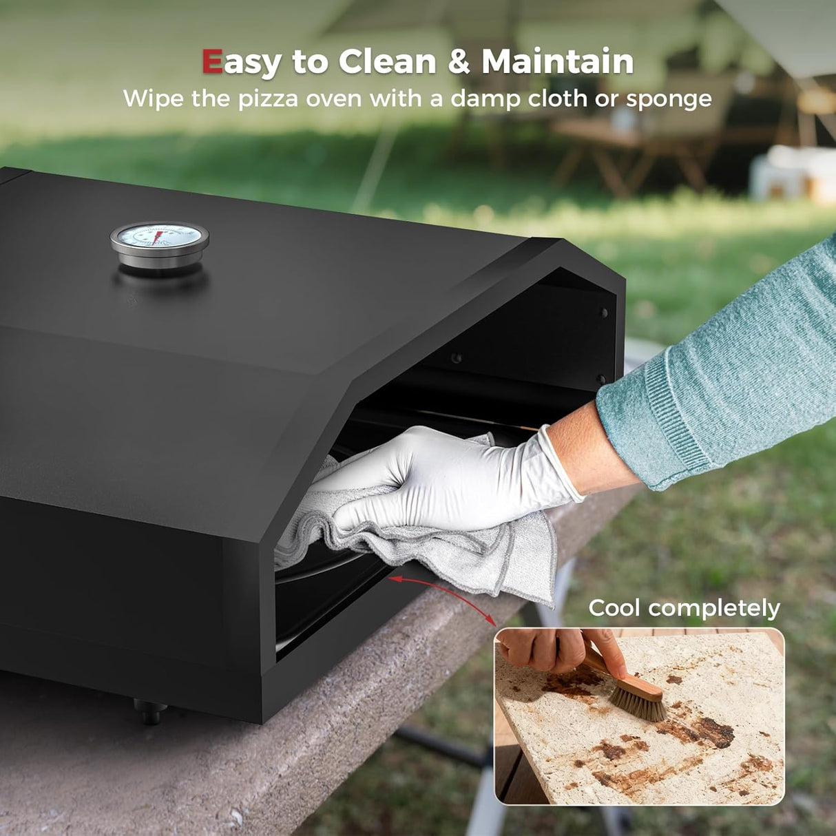 CAMPLUX 17 Inches Pizza Oven for Grill with Storage Bag and 14.8"×13" Cordierite Stone, Grill Top Pizza Oven Built-in Thermometer, Compatible with Propane & Charcoal Grill for Crispy Homemade Pizza - Xtrusion Overland