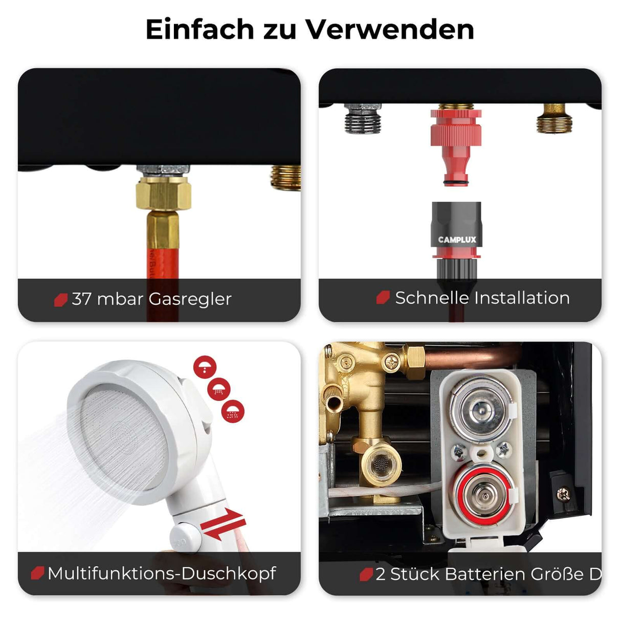 Camplux BW264BC 10 Liter Gasdurchlauferhitzer im Freien 50mbar, Tankless Gasdusche mit Edelstahl-Regenkappe, Propangas/Butangas, für Campingdusche/Wohnmobilausflug/Waschpferd - Xtrusion Overland