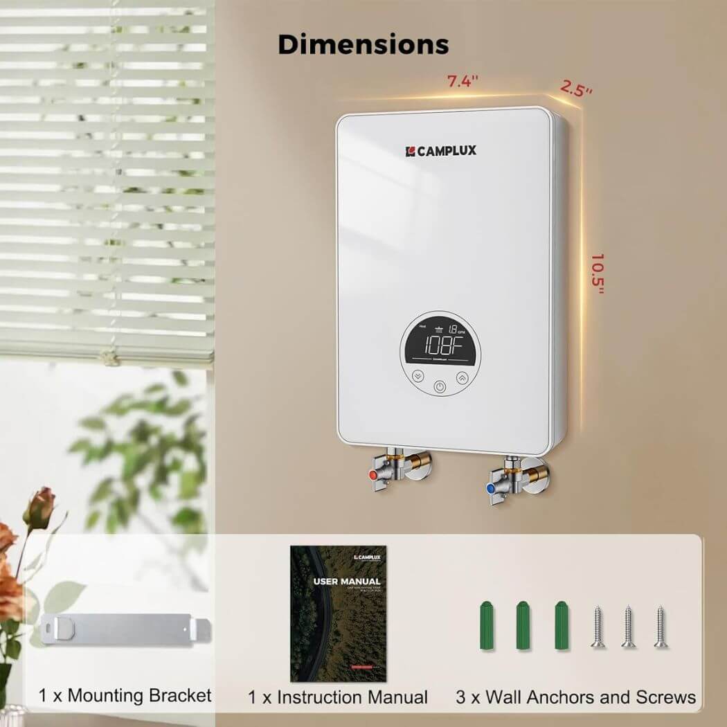 Camplux Electric Point of Use Tankless Hot Water Heater, 4.5kW at 110~120V - Xtrusion Overland