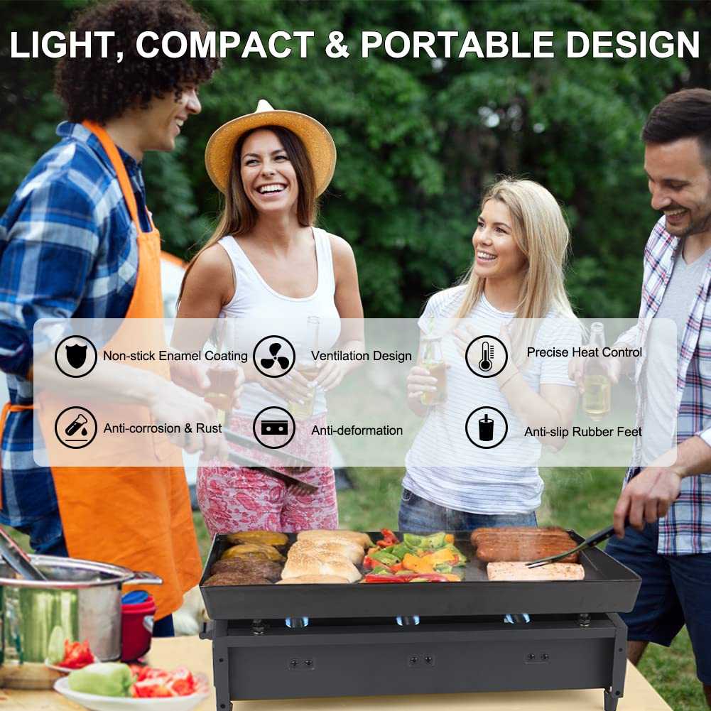 Camplux GP103B 3 Brenner Gasgrill Schwarz, 2220cm², ideal zum Kochen im Freien und Camping - Xtrusion Overland