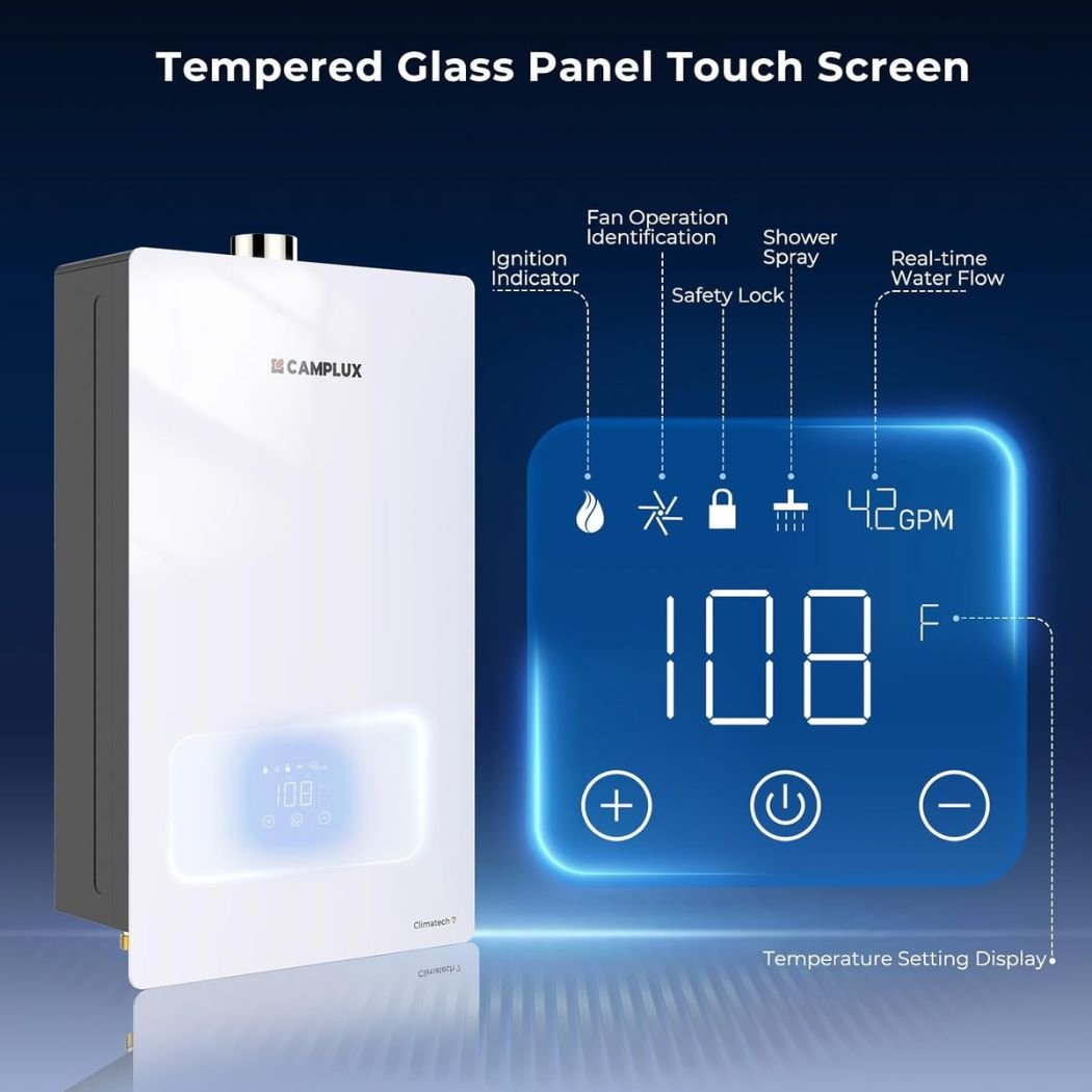 Camplux Instant Indoor Tankless Gas Water Heater 3.60 GPM | White - Xtrusion Overland