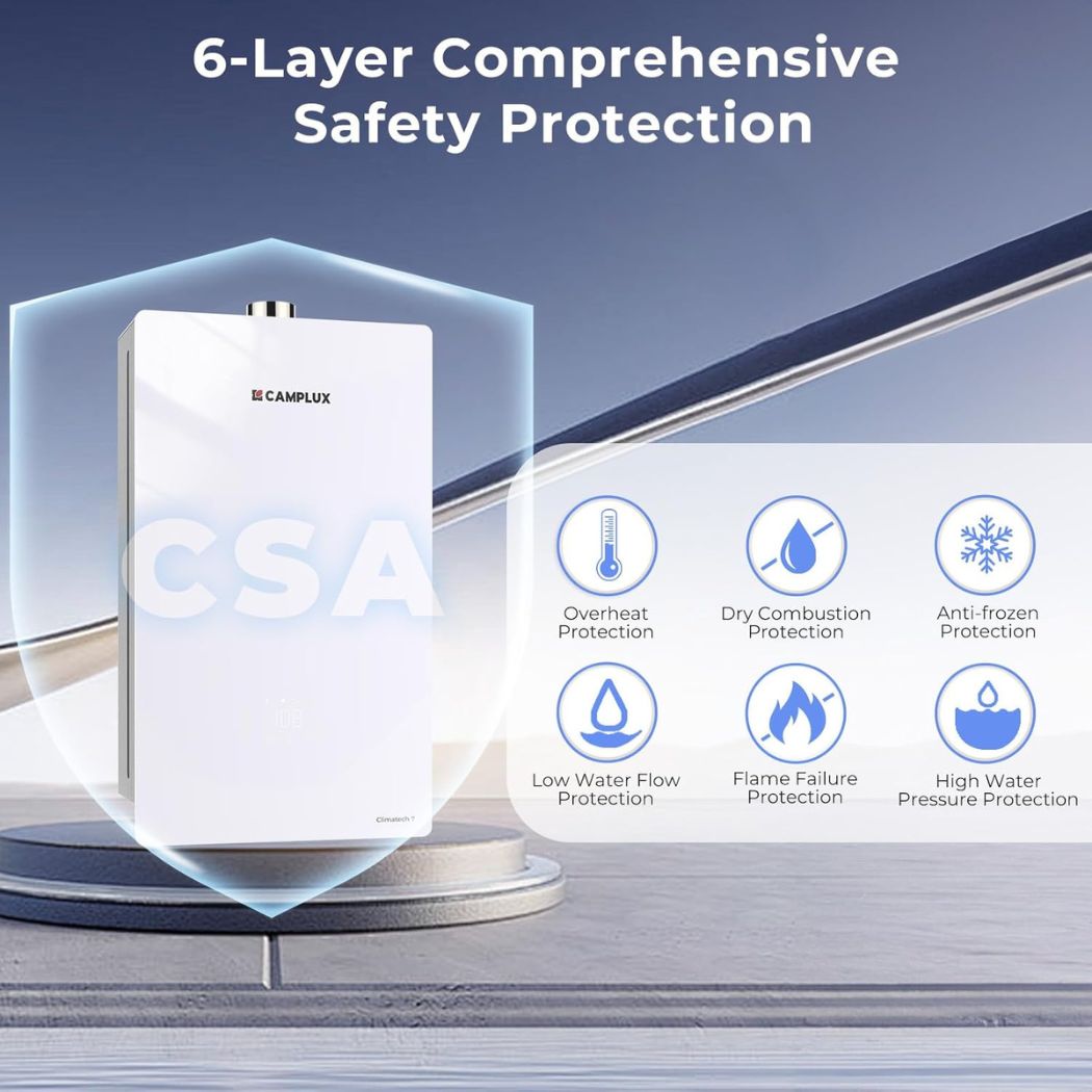 Camplux Instant Indoor Tankless Gas Water Heater 3.60 GPM | White - Xtrusion Overland