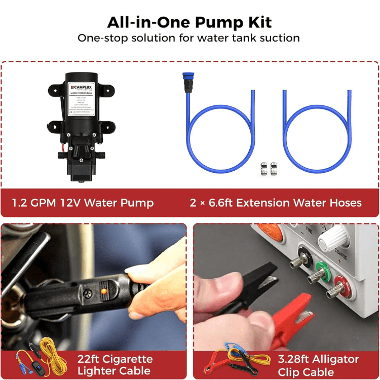 CAMPLUX Nano 3 Portable Propane Water Heater with Pump Kit, Compact & Lightweight Design, Quick Connect Pump Cables & Extension Hoses, Outdoor Camping Shower for Off-Grid Cabin, Hiking, RV - Xtrusion Overland