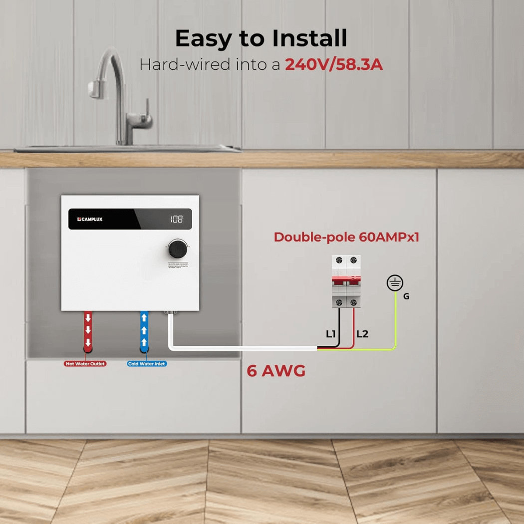 Camplux On Demand Electric Tankless Water Heater 14kW | White - Xtrusion Overland