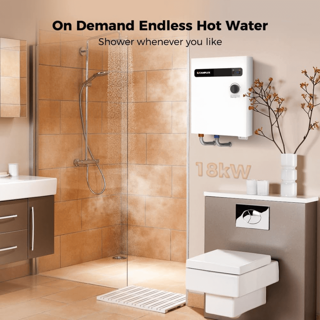 Camplux On Demand Electric Tankless Water Heater 18kW | White - Xtrusion Overland