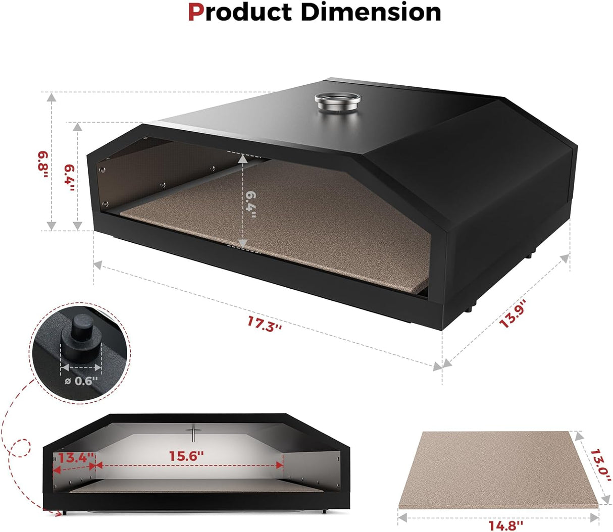 CAMPLUX Portable Propane Grill & Pizza Oven Combo, 11,000 BTU Tabletop Gas Griddle with 17" Pizza Oven Kit and Cordierite Stone, Compact Outdoor Mini Oven for Crispy Pizza, Camping, RV & Tailgating - Xtrusion Overland