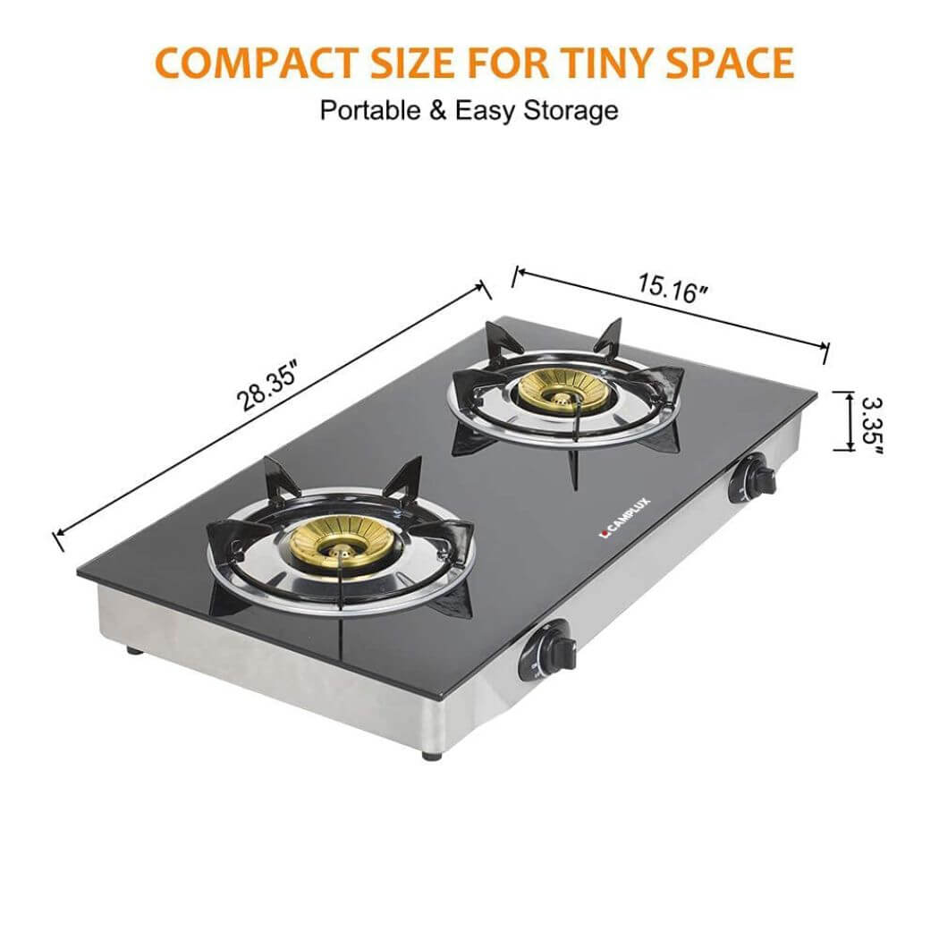 Camplux Propane Gas Cooktop Tempered Glass Double Burners Stove Auto Ignition LPG - Xtrusion Overland