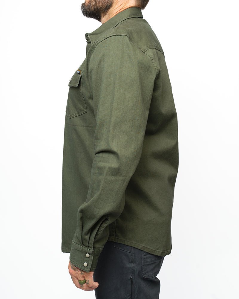 Earl Denim Shirt - Dusty Olive - Xtrusion Overland