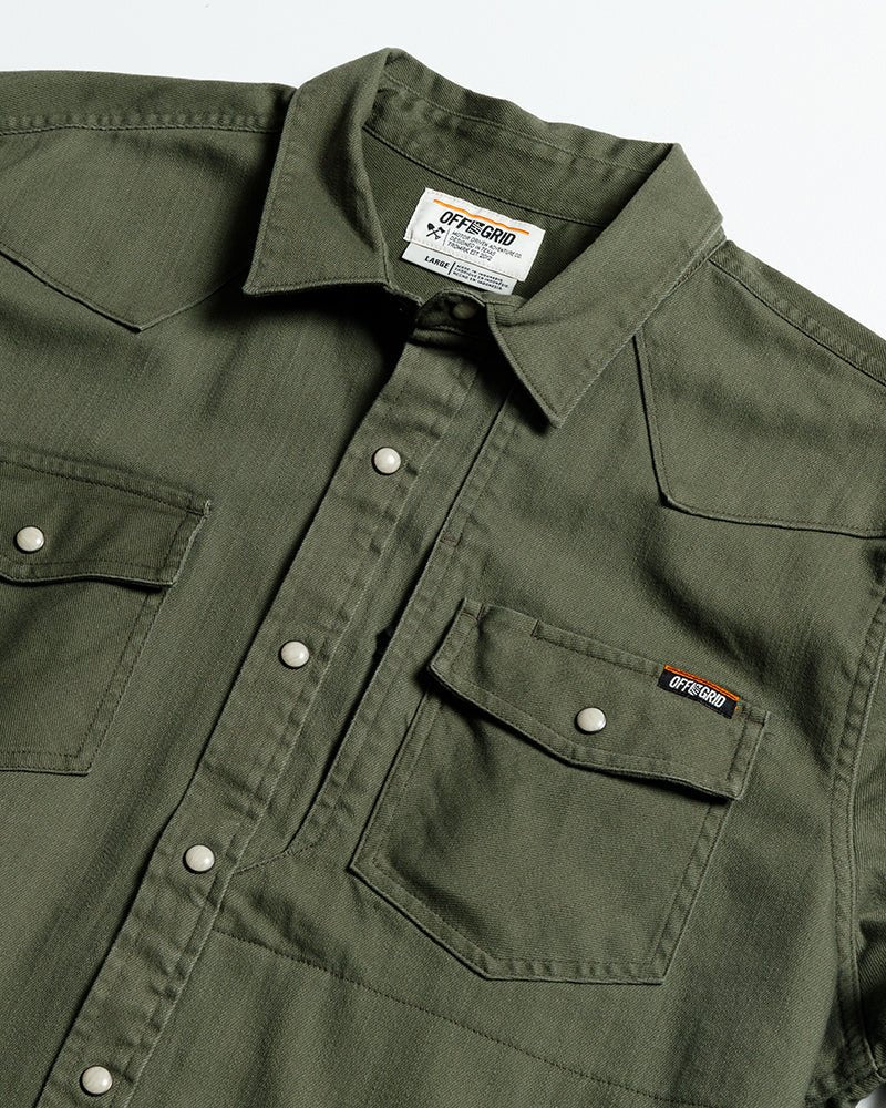 Earl Denim Shirt - Dusty Olive - Xtrusion Overland