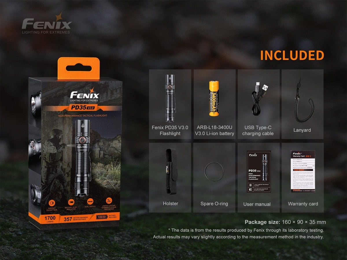 Fenix PD35 V3.0 Everyday Carry Flashlight - 1700 Lumens - Xtrusion Overland