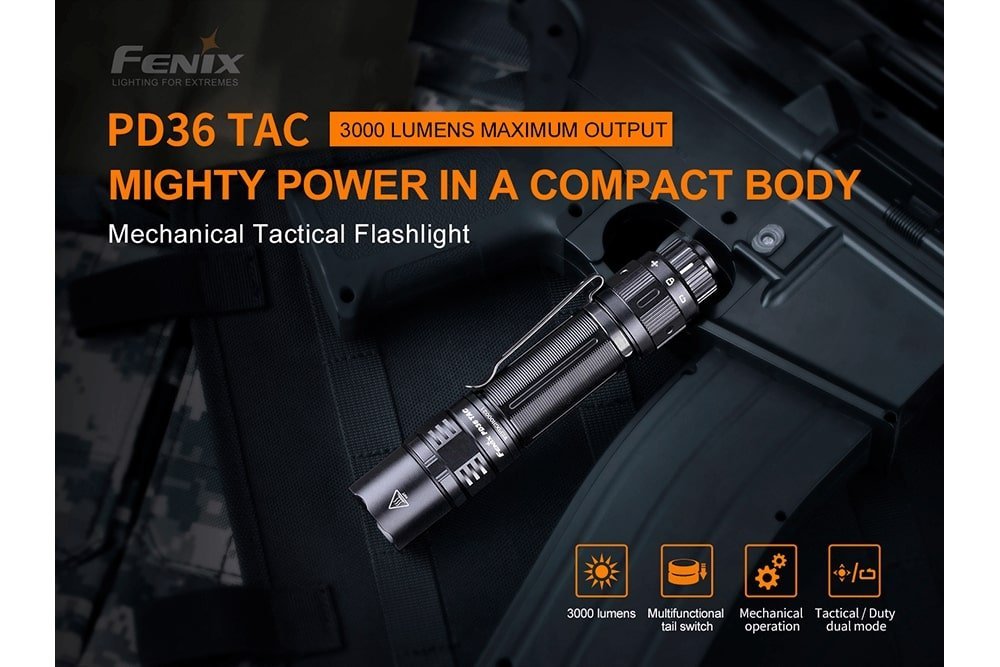 Fenix PD36 TAC Tactical Flashlight - 3000 Lumens - Xtrusion Overland