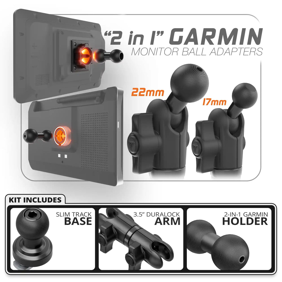Garmin | Slim Track Base | 3.5" DuraLock Arm - Xtrusion Overland
