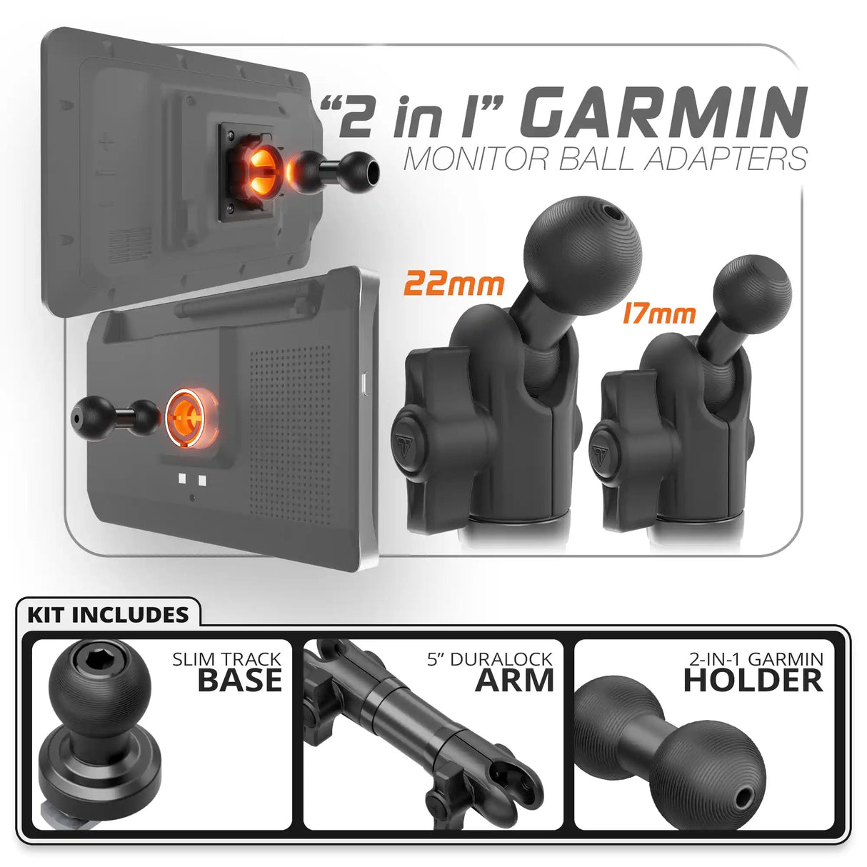 Garmin | Slim Track Base | 5" DuraLock Arm - Xtrusion Overland