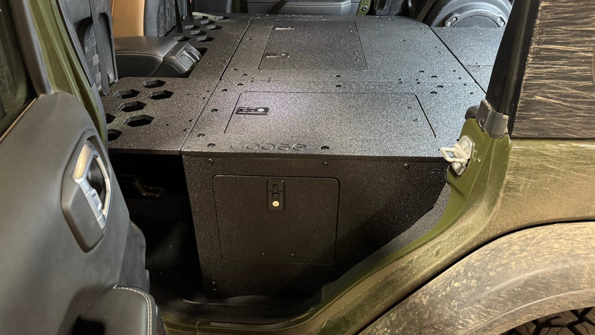 Jeep Wrangler 2018 - 2023 JLU 4 Door - Second Row Seat Delete Plate System - 8" or 10" Module Based - Xtrusion Overland