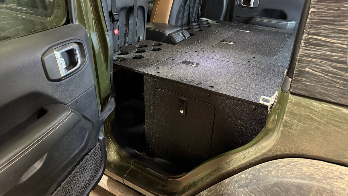 Jeep Wrangler 2018 - 2023 JLU 4 Door - Second Row Seat Delete Plate System - 8" or 10" Module Based - Xtrusion Overland