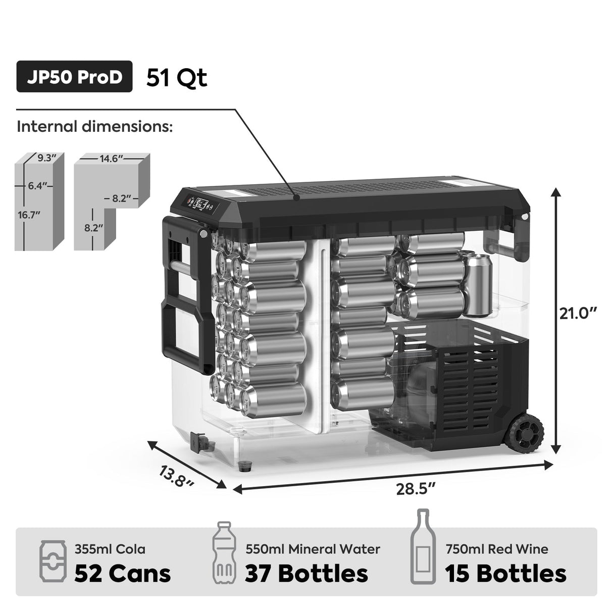JP50 Pro Dual Zone Wheeled Car Fridge With Cover | ICECO | 50 LT - Xtrusion Overland