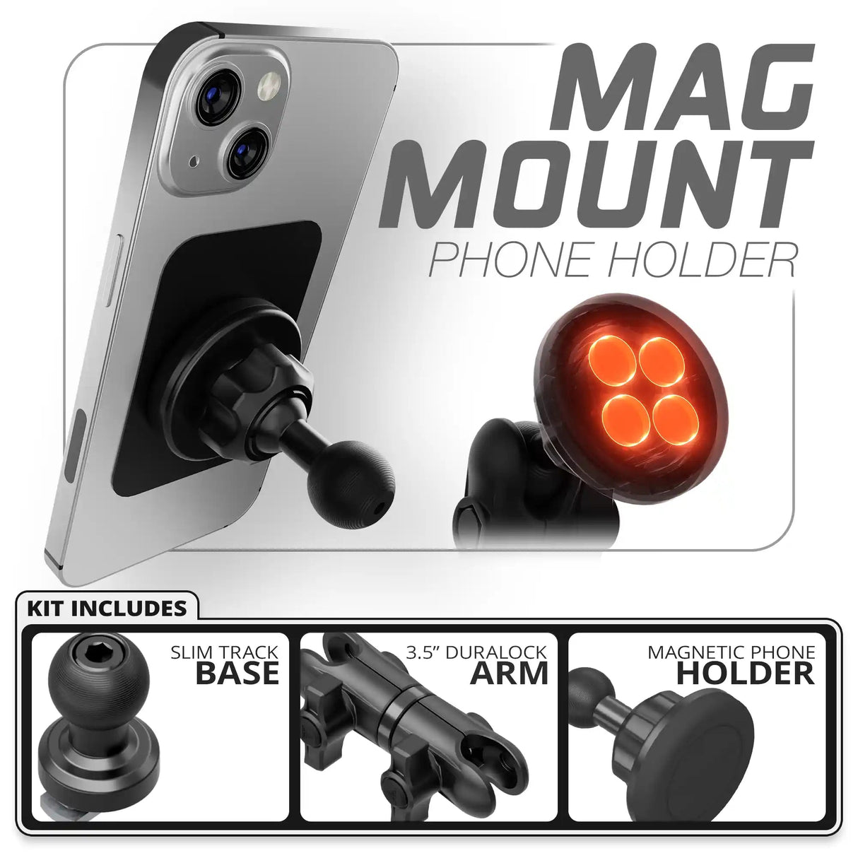 Magnetic Phone Holder | Slim Track Base | 3.5" DuraLock Arm - Xtrusion Overland