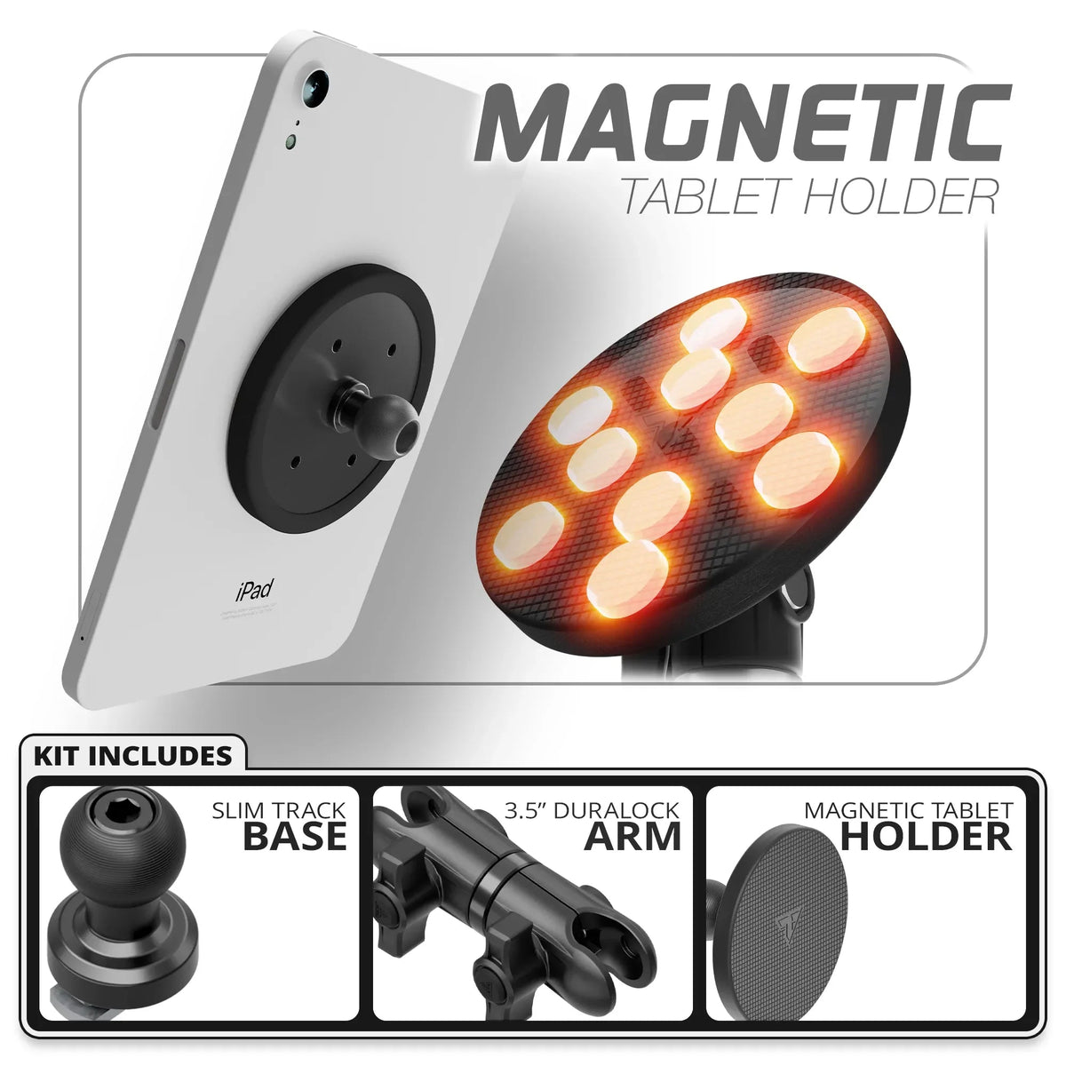 Magnetic Tablet Holder | Slim Track Base | 3.5" DuraLock™ Arm - Xtrusion Overland