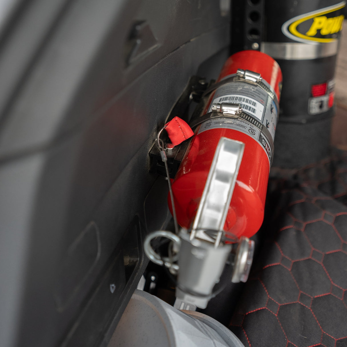 Quick - Release Bracket - 2.5 lb ABC Fire Exinguisher, Power Shot, Pro Eagle Phoenix CO2 Jack - Xtrusion Overland