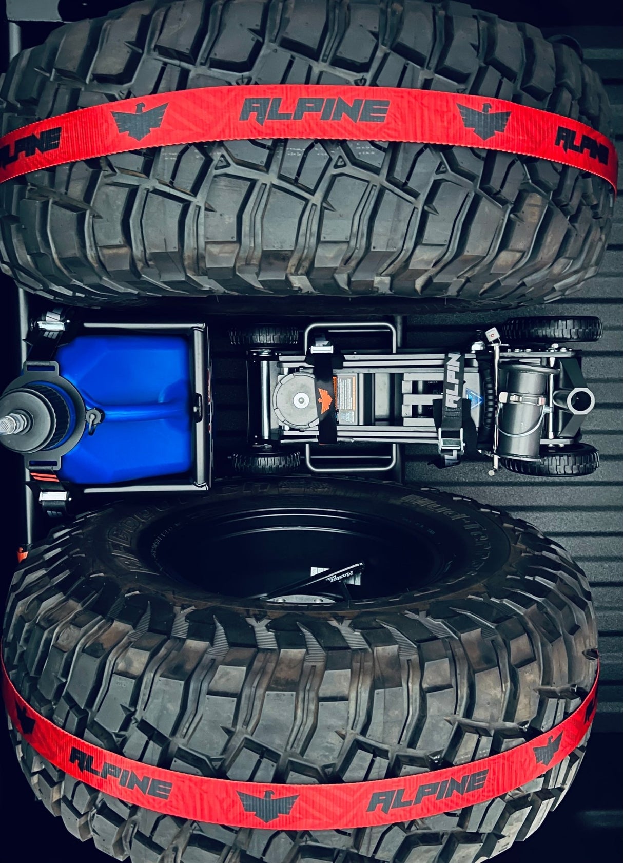 Red Dazzle Tire Tie Down (Single Strap) - Xtrusion Overland