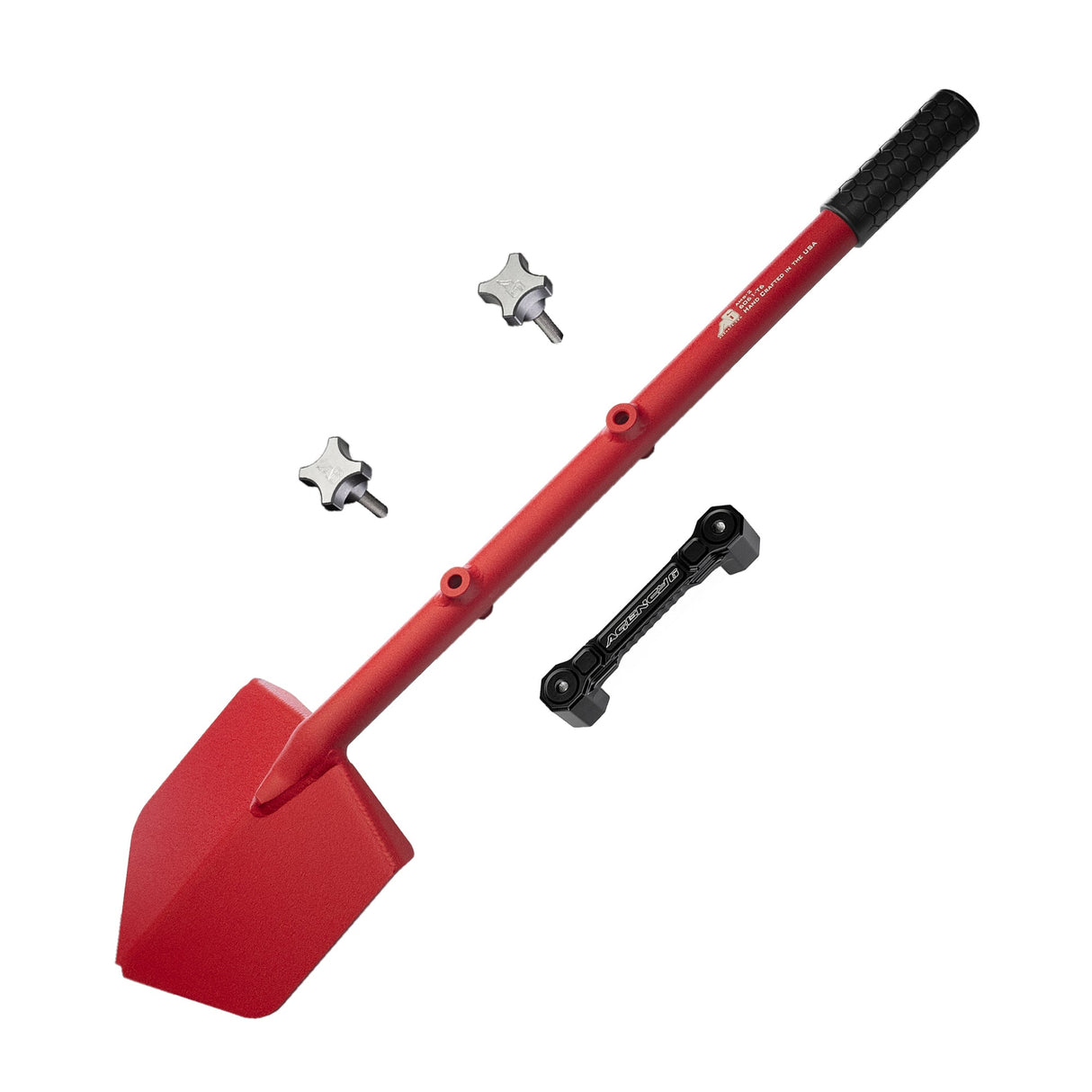 Shovel / Mount Combo - Red LONG Shovel / Black SSM with Knobs - Xtrusion Overland