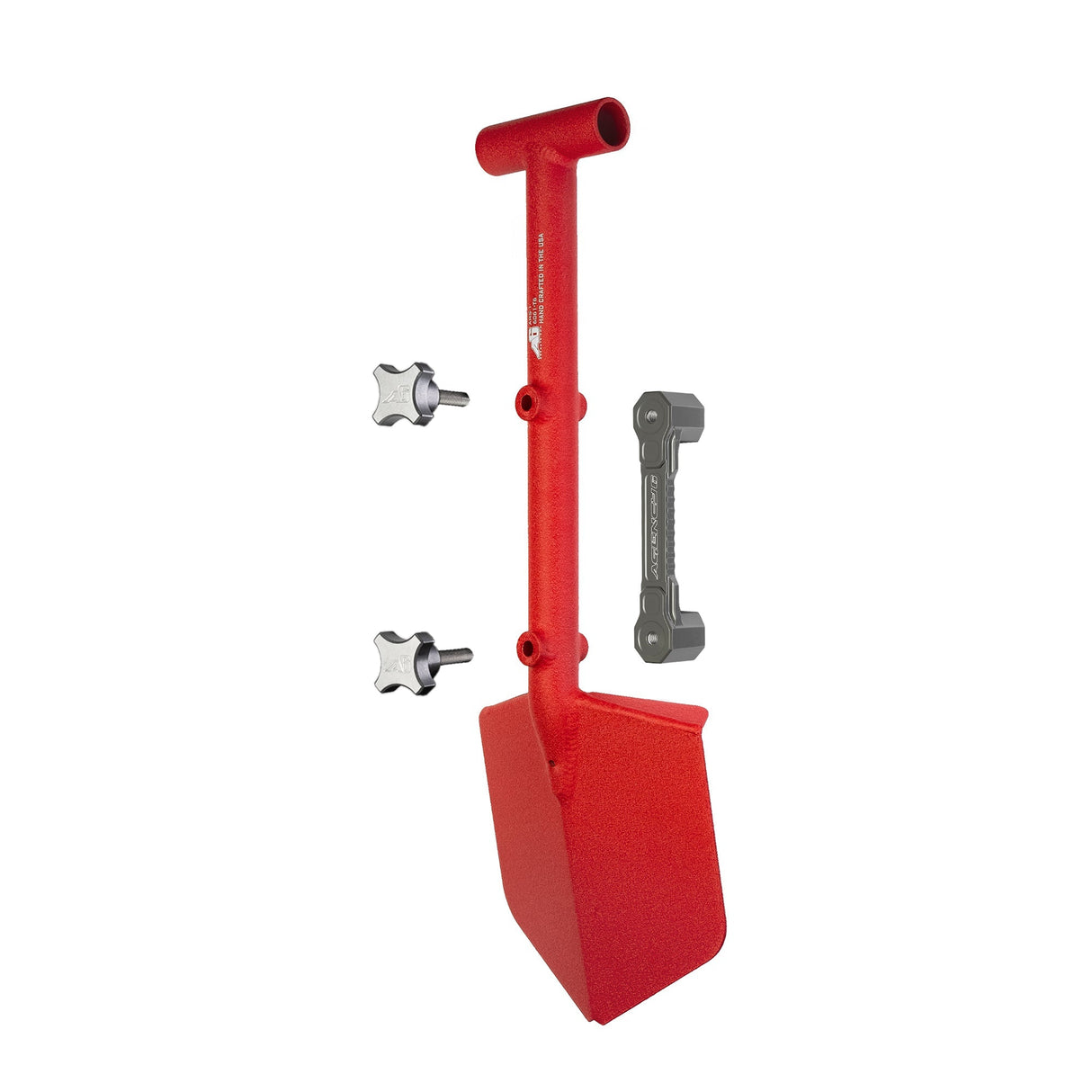 Shovel / Mount Combo - Red Mini Shovel / Grey SSM with Knobs - Xtrusion Overland