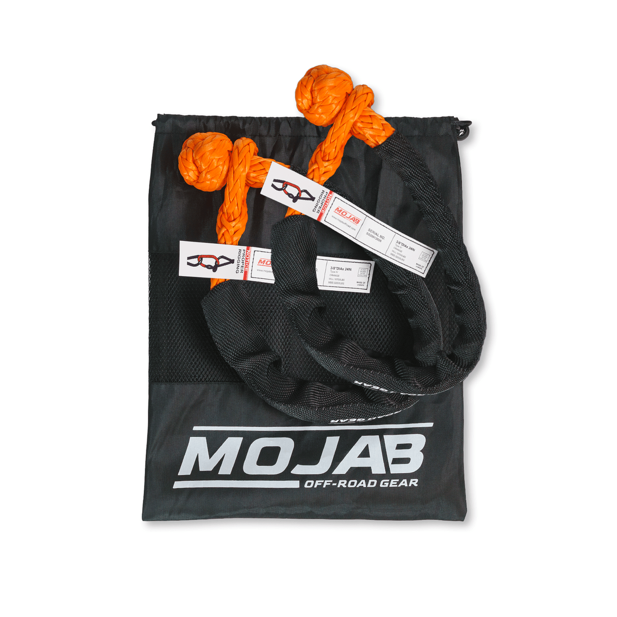 Soft Shackle 3/8'' x 24” with sleeve and bag (Set of 2 Shackles) (Lifetime Warranty) - Xtrusion Overland