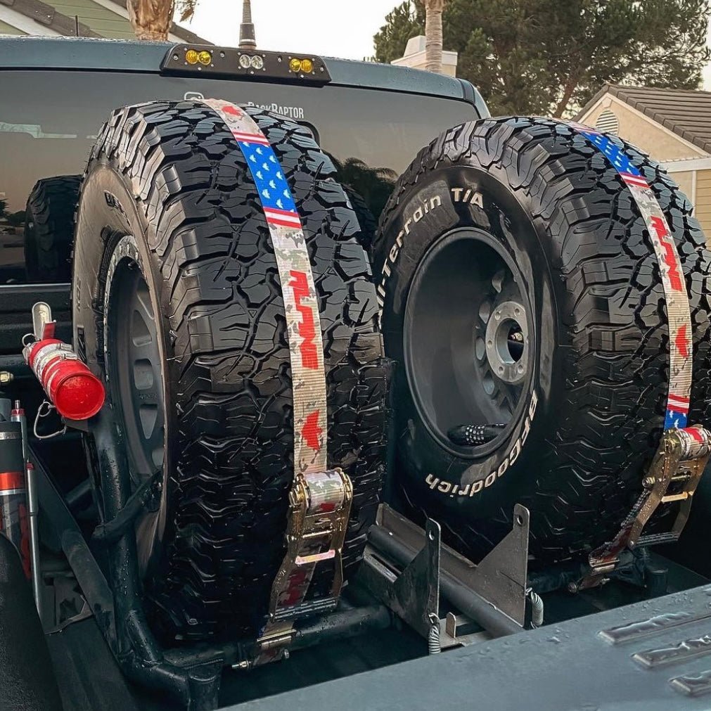 Stars and Camo Tire Tie Down (Single Strap) - Xtrusion Overland