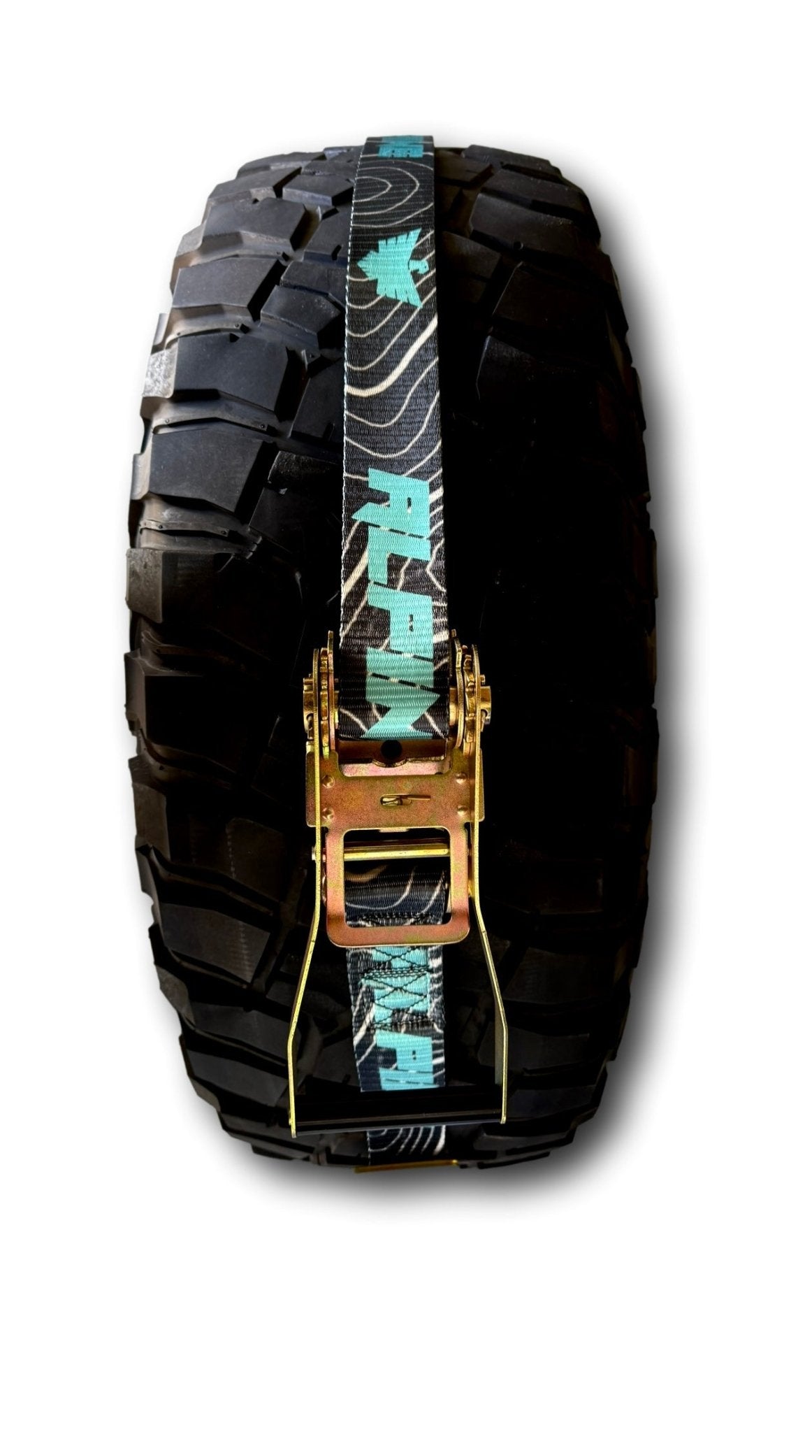 Teal Topography Tire Tie Down (Single Strap) - Xtrusion Overland