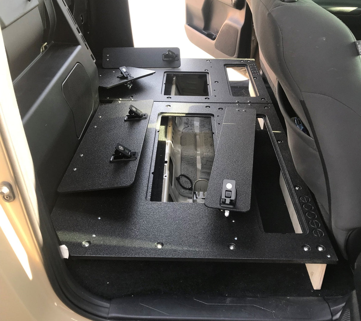 Toyota Tacoma 2005 - 2023 2nd and 3rd Gen. Double Cab - Second Row Seat Delete Plate System keeping Factory Back Wall - Xtrusion Overland