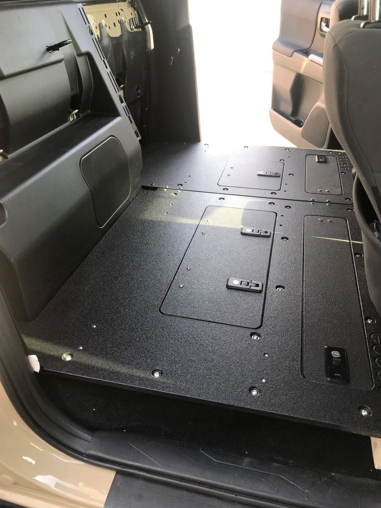 Toyota Tacoma 2005 - 2023 2nd and 3rd Gen. Double Cab - Second Row Seat Delete Plate System keeping Factory Back Wall - Xtrusion Overland
