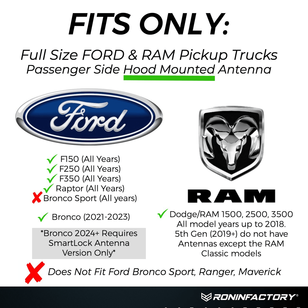 TUFFLOCK® BULLET ANTENNA FOR FORD - Xtrusion Overland